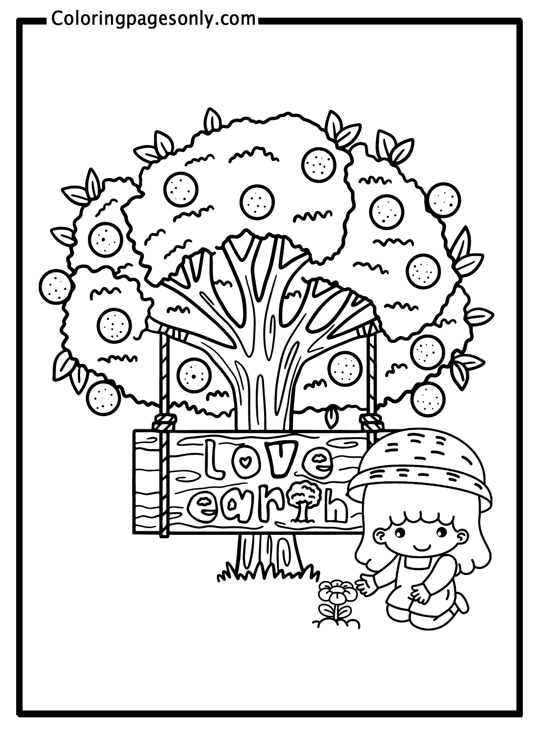 Earth Day Love Earth Coloring Pages