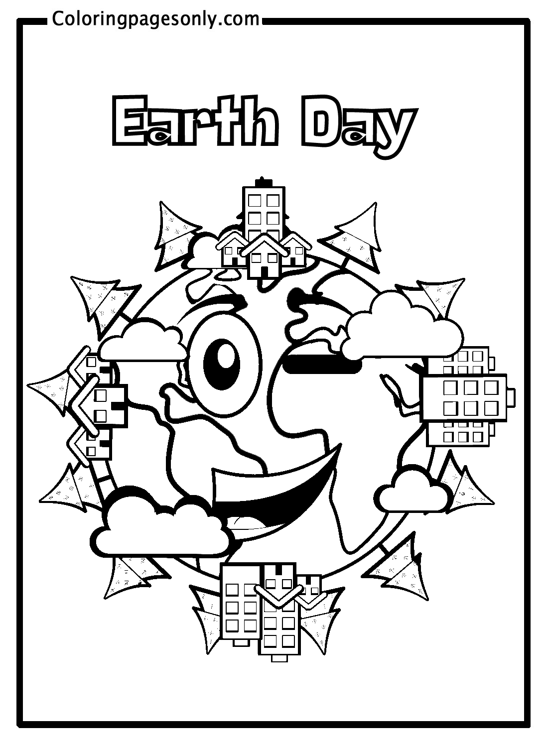 Earth Smiling Coloring Pages