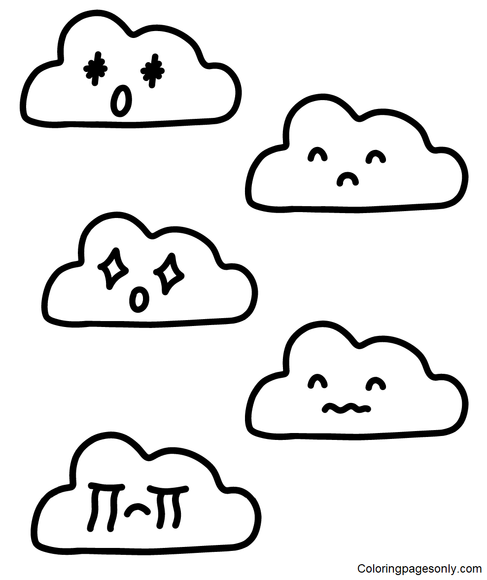 Pagina da colorare di nuvole di emozioni