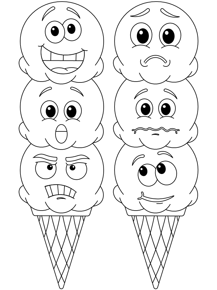 Emotions Ice Cream Cones Coloring Pages