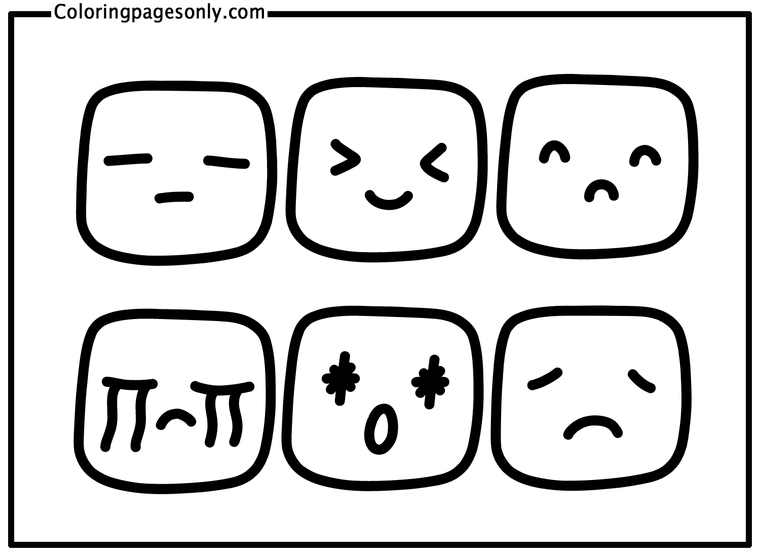 Emotions Squares Coloring Pages