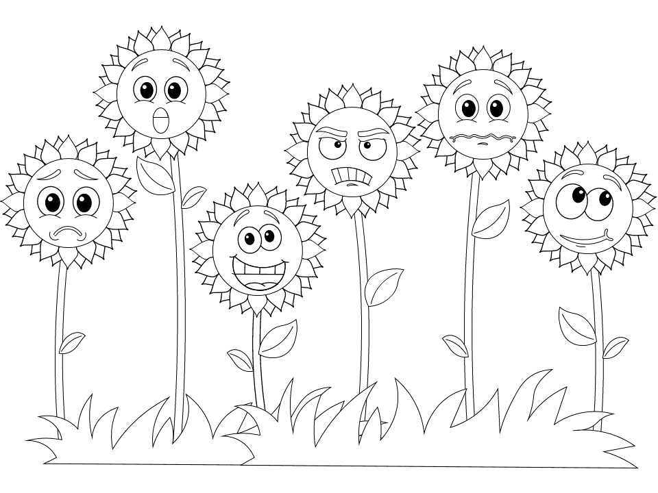 Emotions Sunflowers Coloring Pages