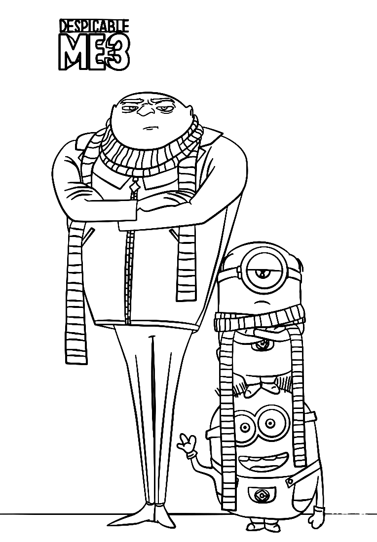 Felonious Gru And Minions Coloring Page