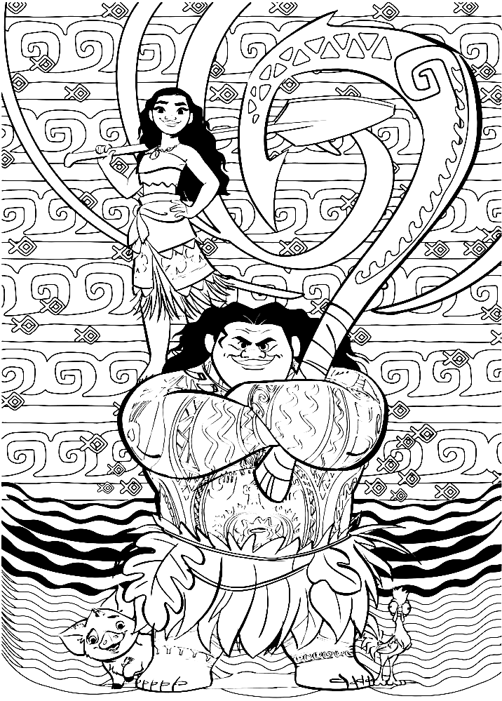 Free Moana And Maui Coloring Pages