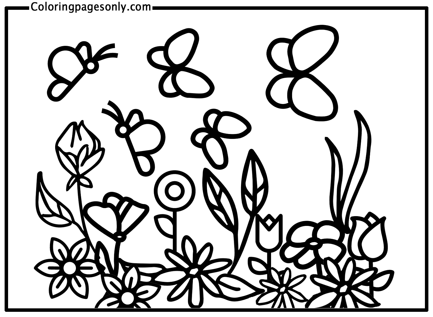 Garden Butterflies Coloring Page