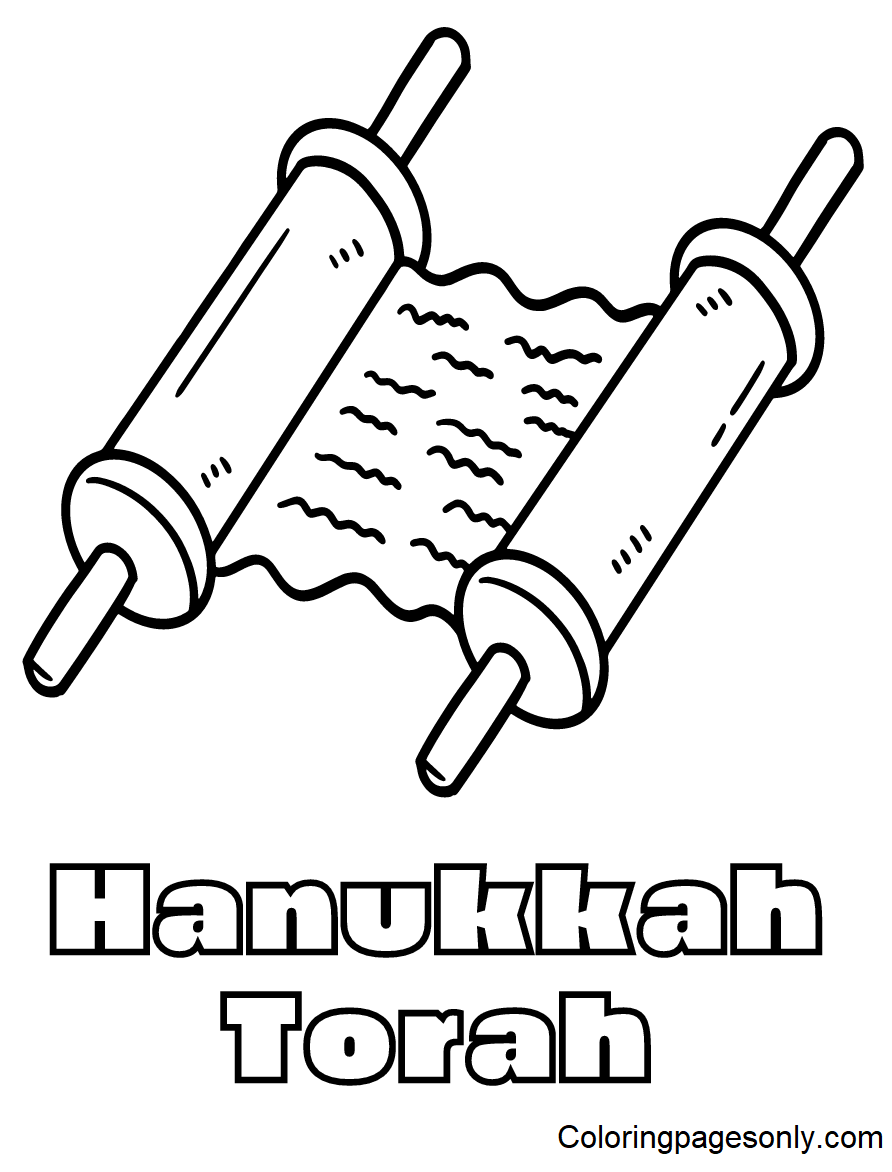 Hanukkah Torah Scroll Coloring Pages