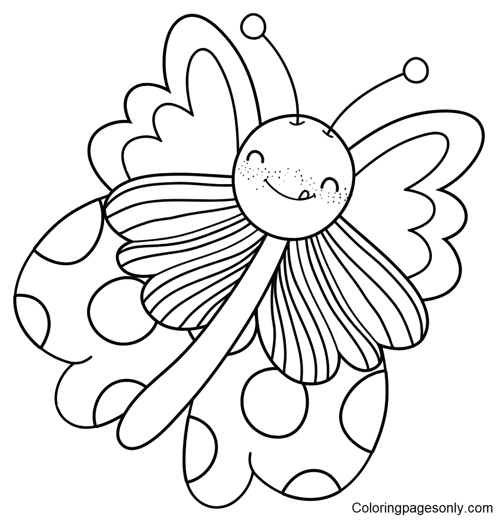 Happy Butterfly for Kids Coloring Pages