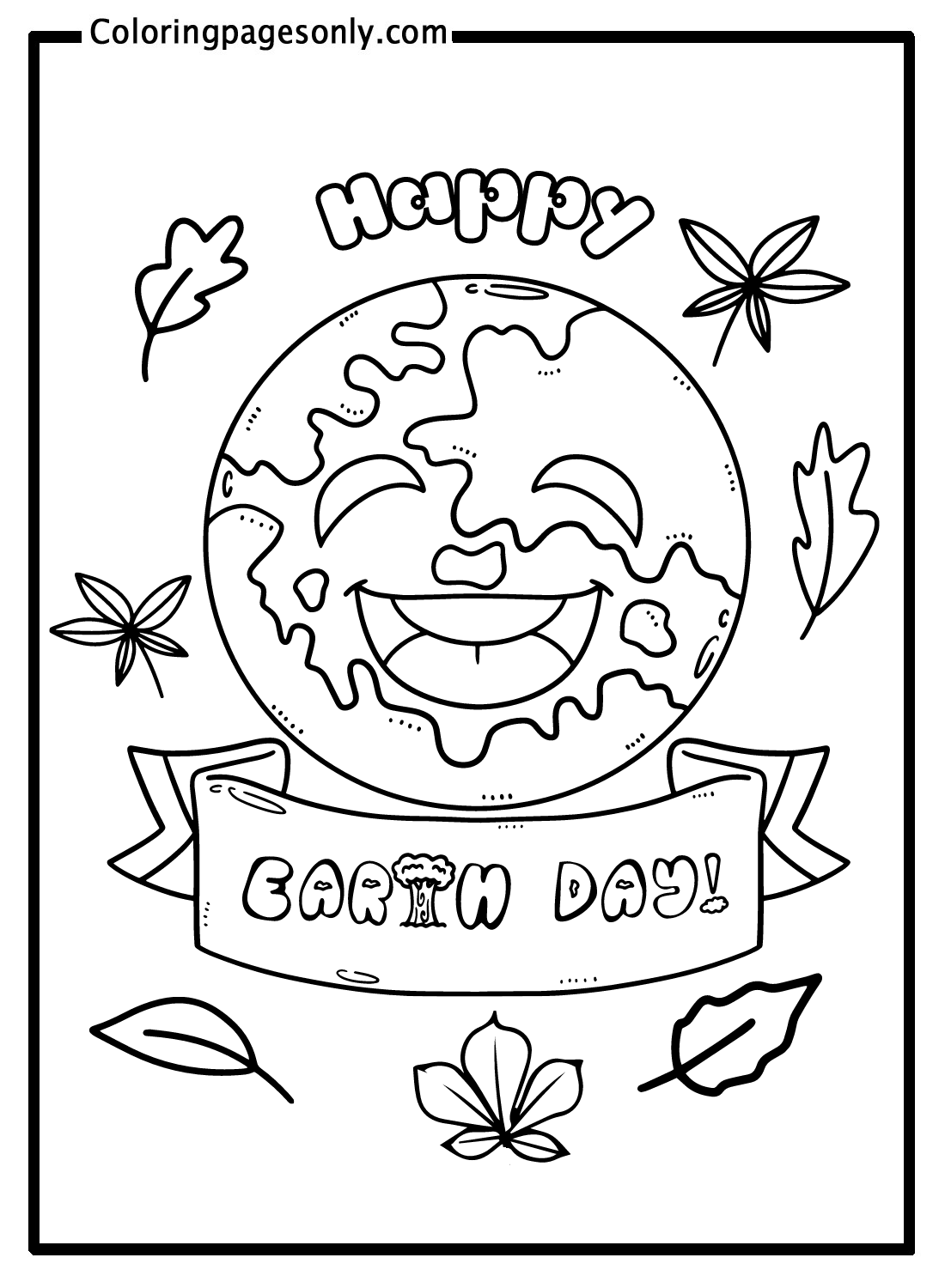 Happy Earth Day for Kids Coloring Page