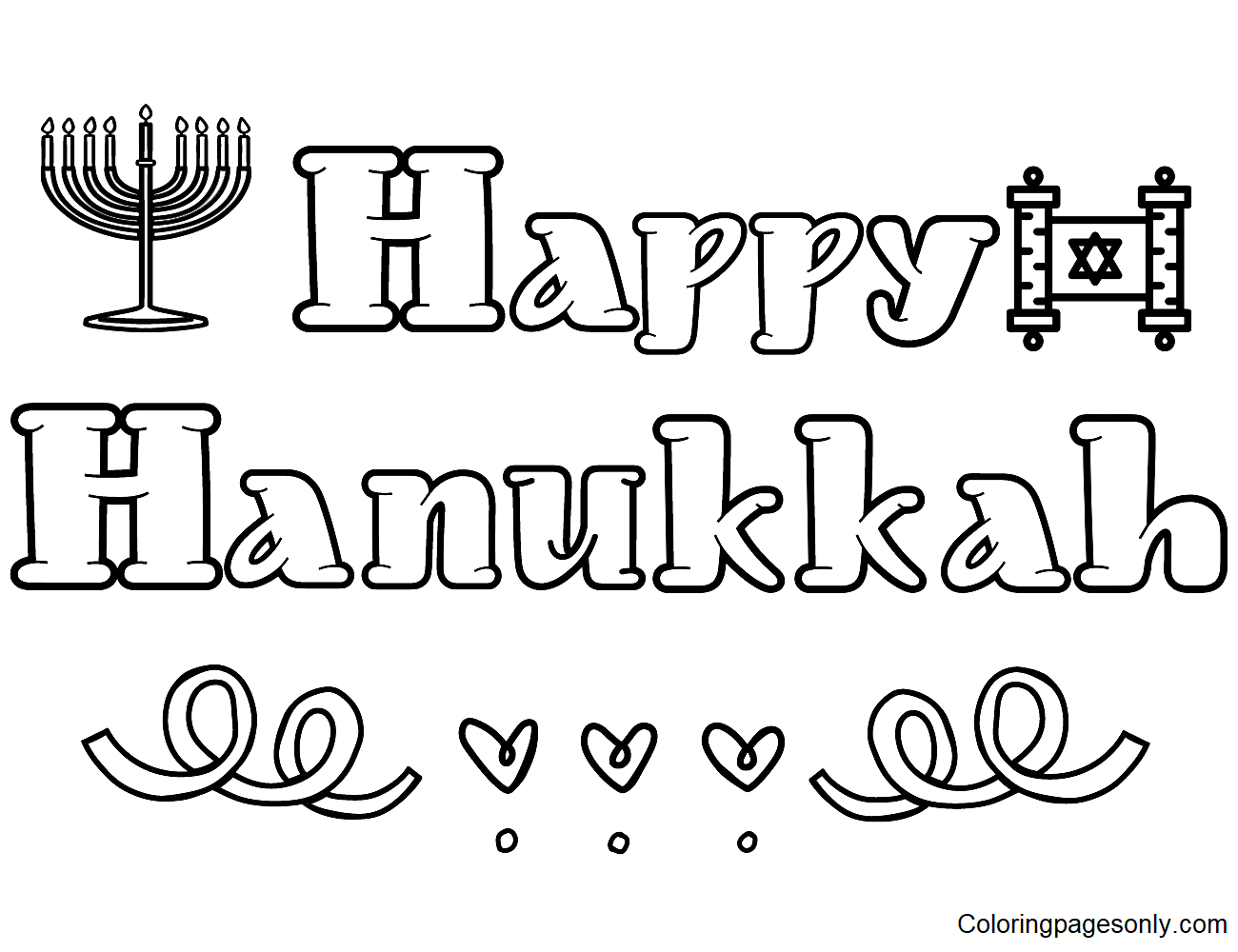 Happy Hanukkah for Kids Coloring Pages