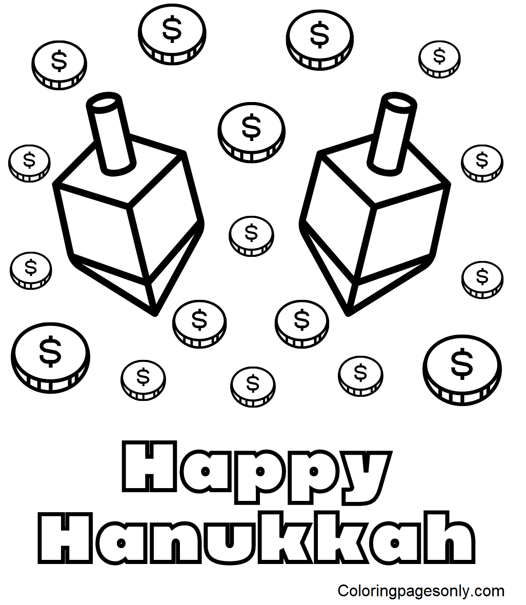 Happy Hanukkah to Print Coloring Pages