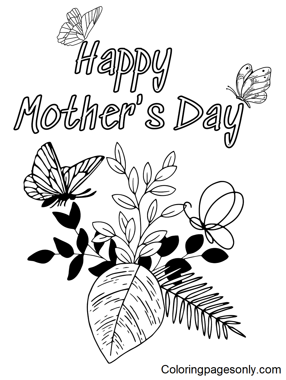 Happy Mothers Day for Children Coloring Page