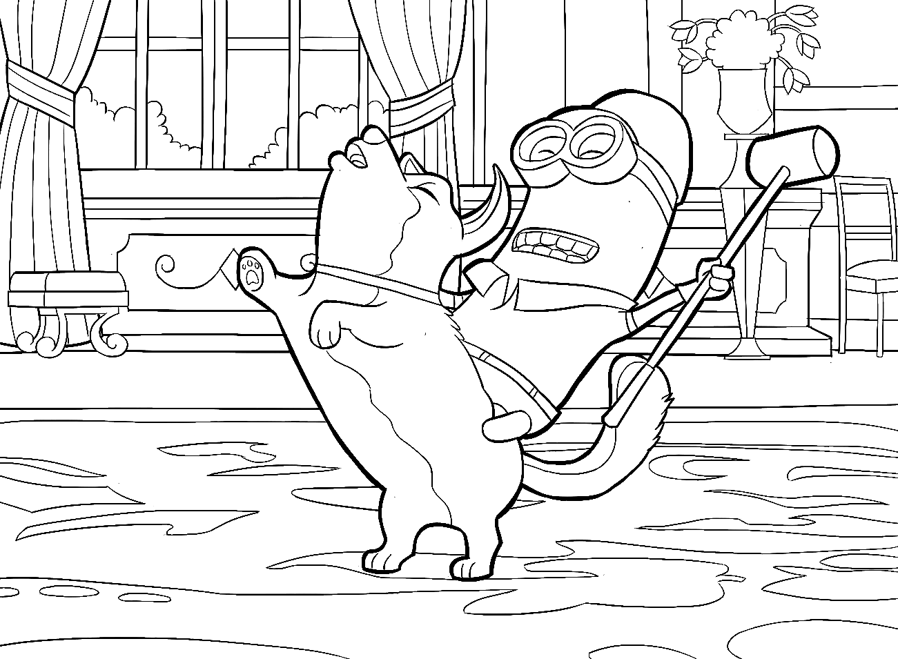 Kevin Riding Dog Coloring Page