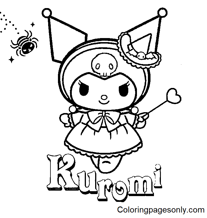 Kuromi Halloween kleurplaat