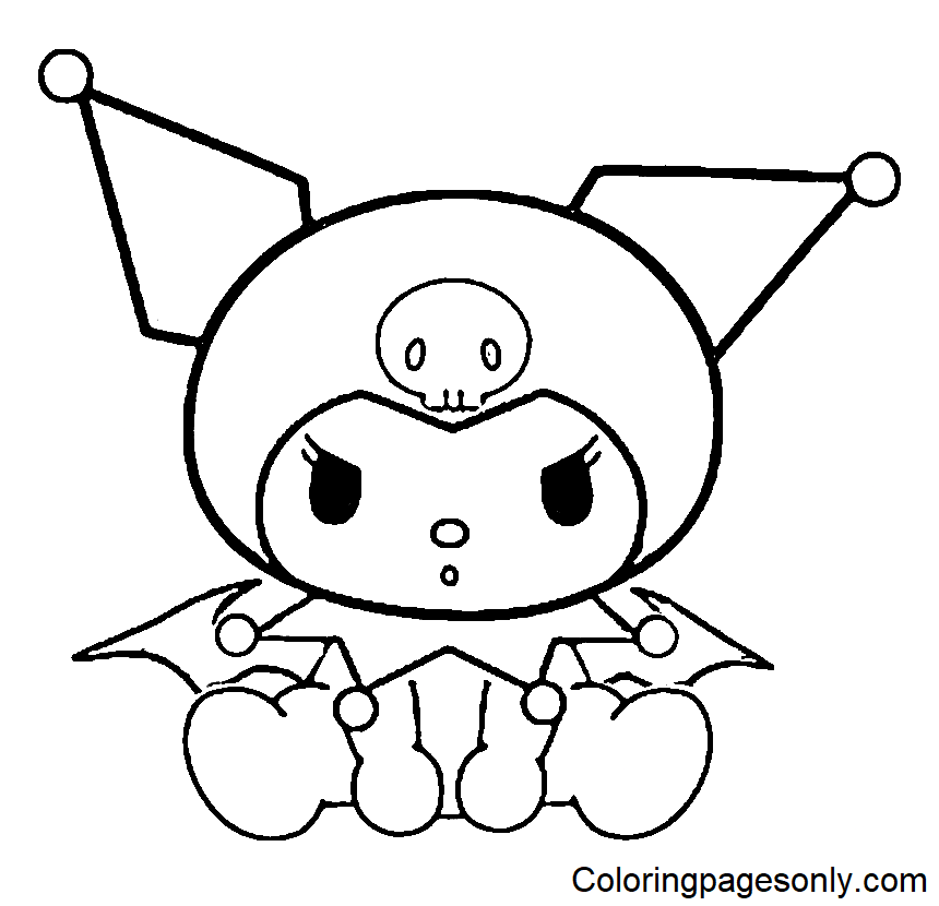 Kuromi 坐 Coloring Page