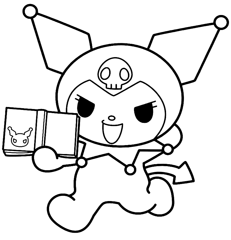 Kuromi 与书 Coloring Page