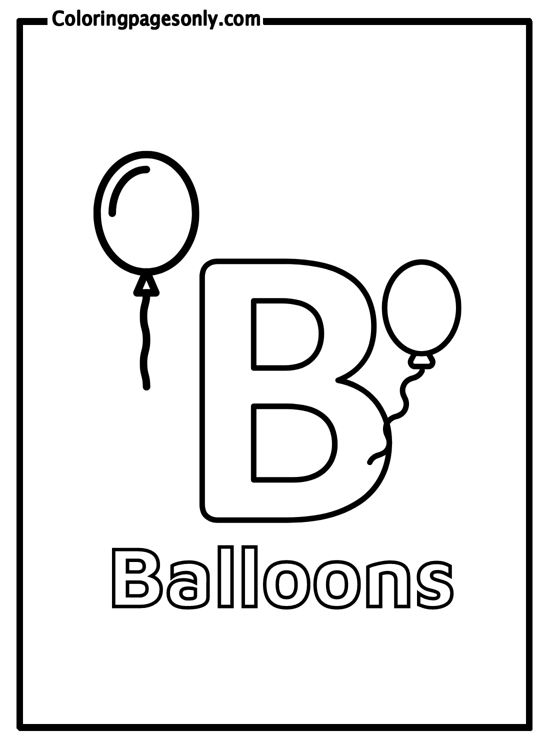 Letter B With Balloons Coloring Pages