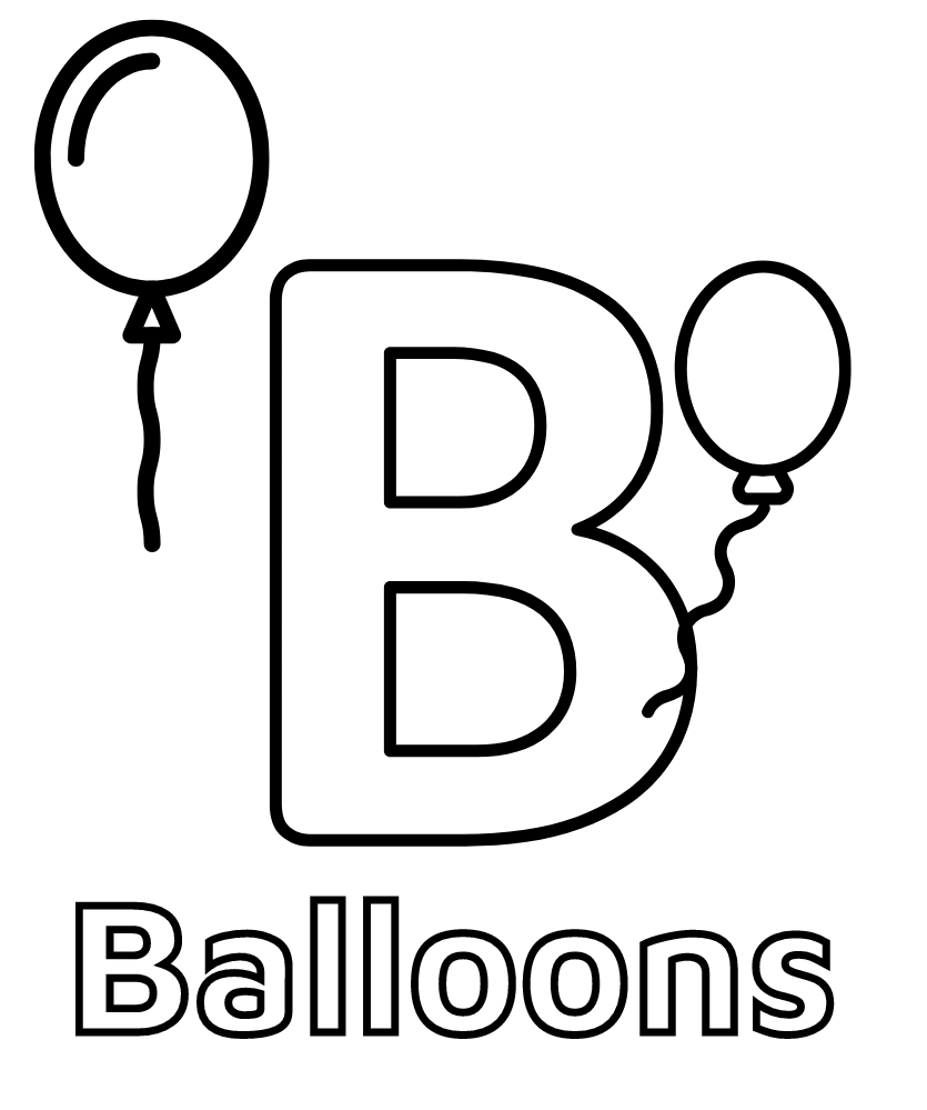 Letter B with Balloons Coloring Pages