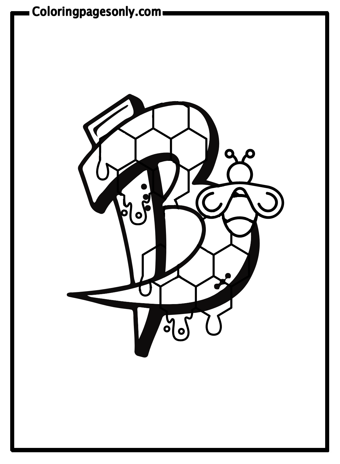 Letter B With Bee Coloring Pages