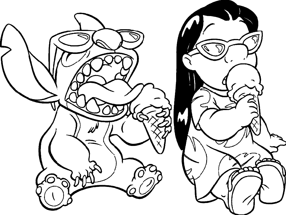 Лило и Стич едят мороженое из мультфильма «Лило и Стич»