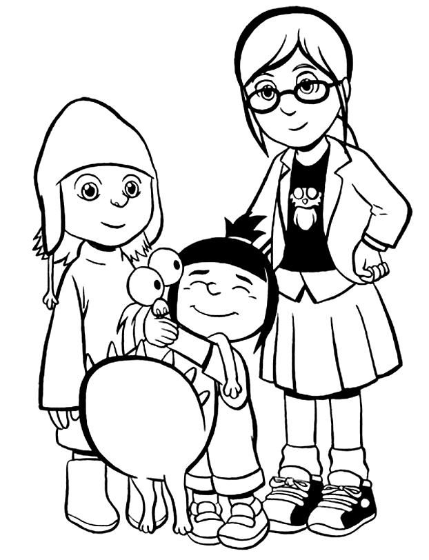 Margo, Agnes, Edith and Kyle Coloring Pages