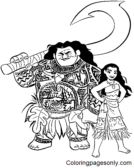 Maui, Moana Coloring Pages