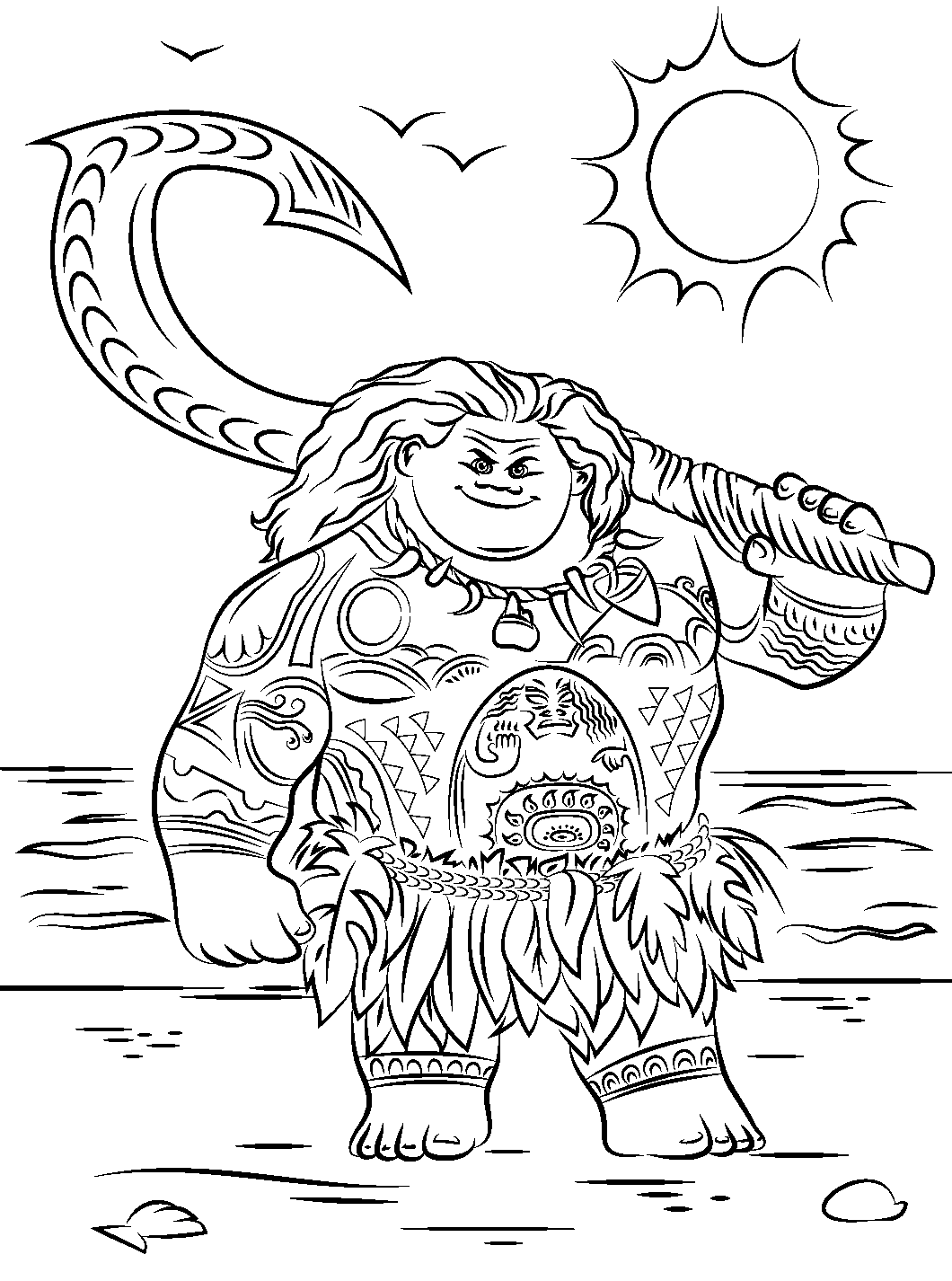 Maui from Moana from Moana Coloring Pages