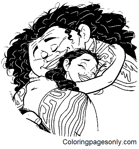 Maui with Moana Coloring Pages
