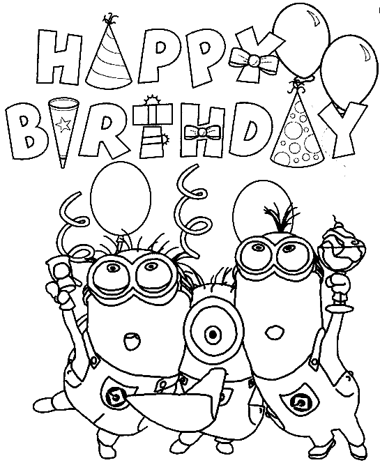 Minion Birthday Coloring Page
