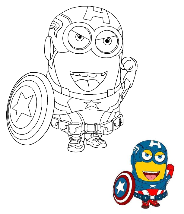 Minion Captain America Sheets Coloring Pages