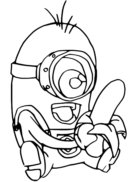 Minion Eating A Banana Coloring Pages