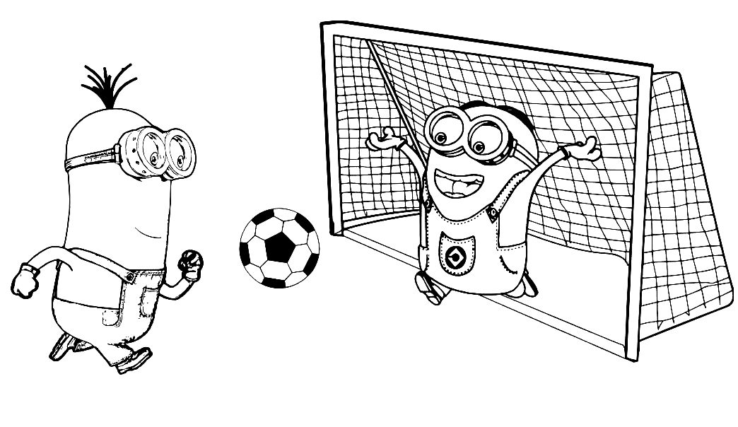 Coloriage Minion jouant au football