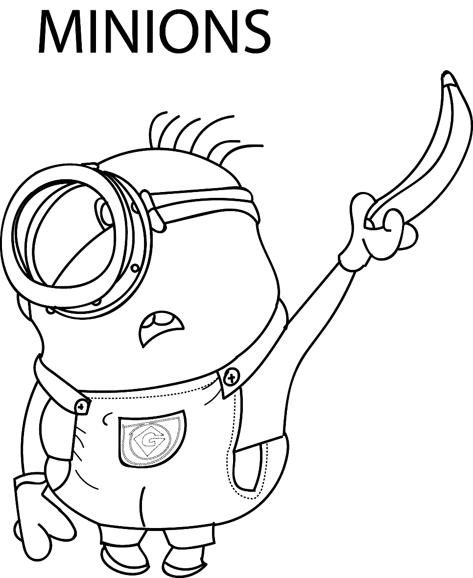 Minion With Banana Coloring Pages