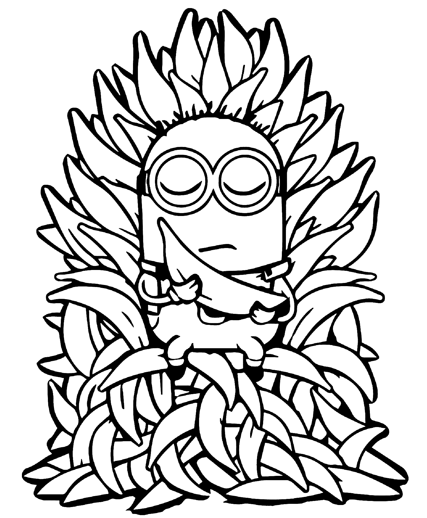 Minion and Many Bananas Coloring Pages