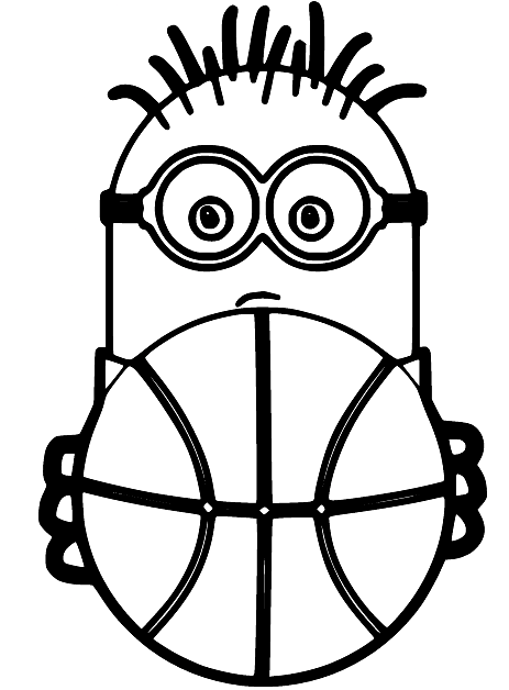 Minion with Basketball Ball Coloring Page