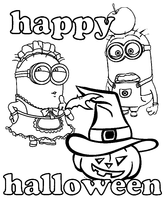 Minions And Halloween Coloring Pages