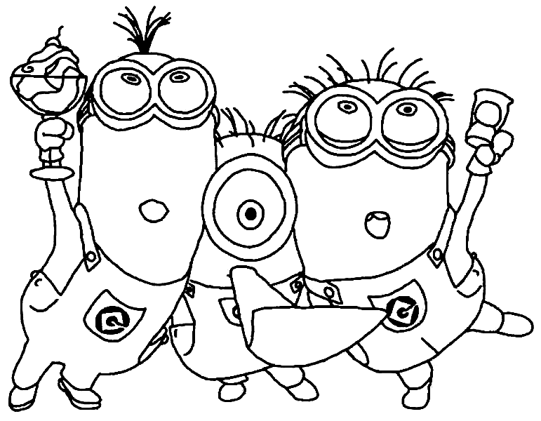 Minions Celebrate Free Coloring Page