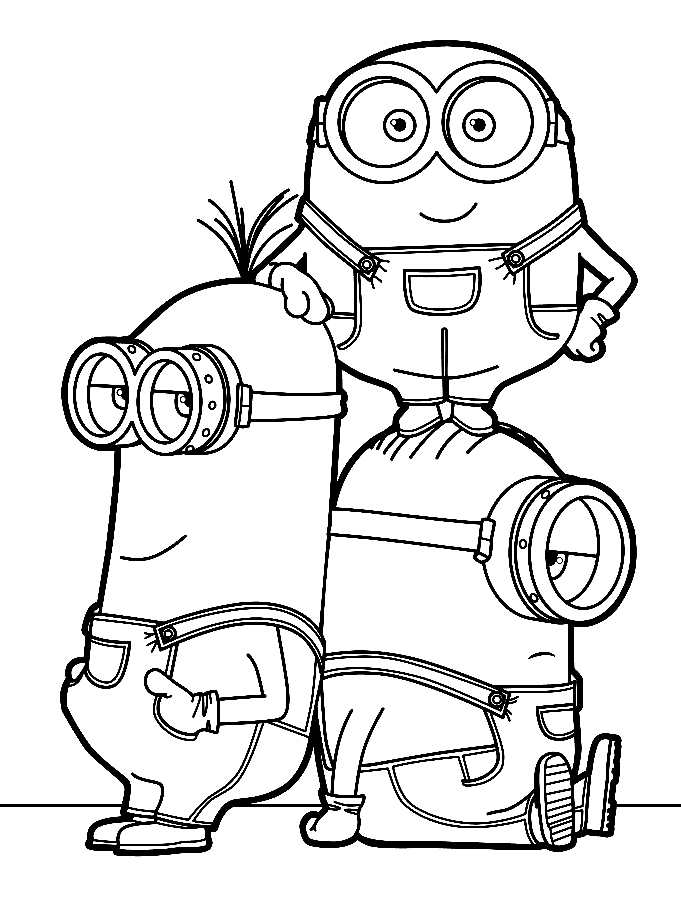 Minions Kevin, Stuart and Dave Coloring Pages