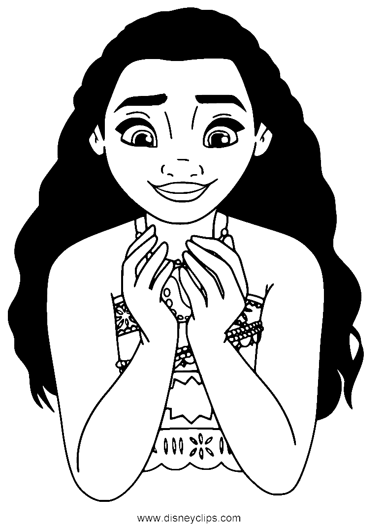 Moana Smiling Coloring Page