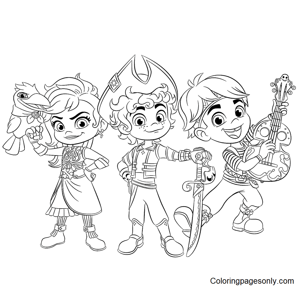 Coloriage Santiago Des Mers A Imprimer Coloriages Santiago avec Bonnie Bones et Tomás - Coloriages Santiago des  mers - Coloriages pour enfants et adultes