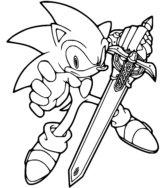 Sonic segura uma espada de Sonic The Hedgehog