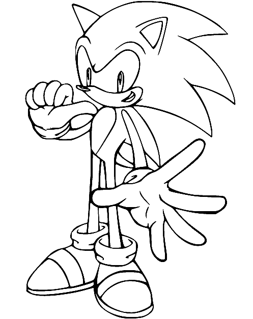 Sonic Points Himself Coloring Page