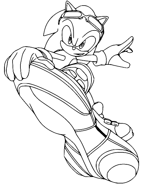 Sonic on Skateboard Coloring Pages