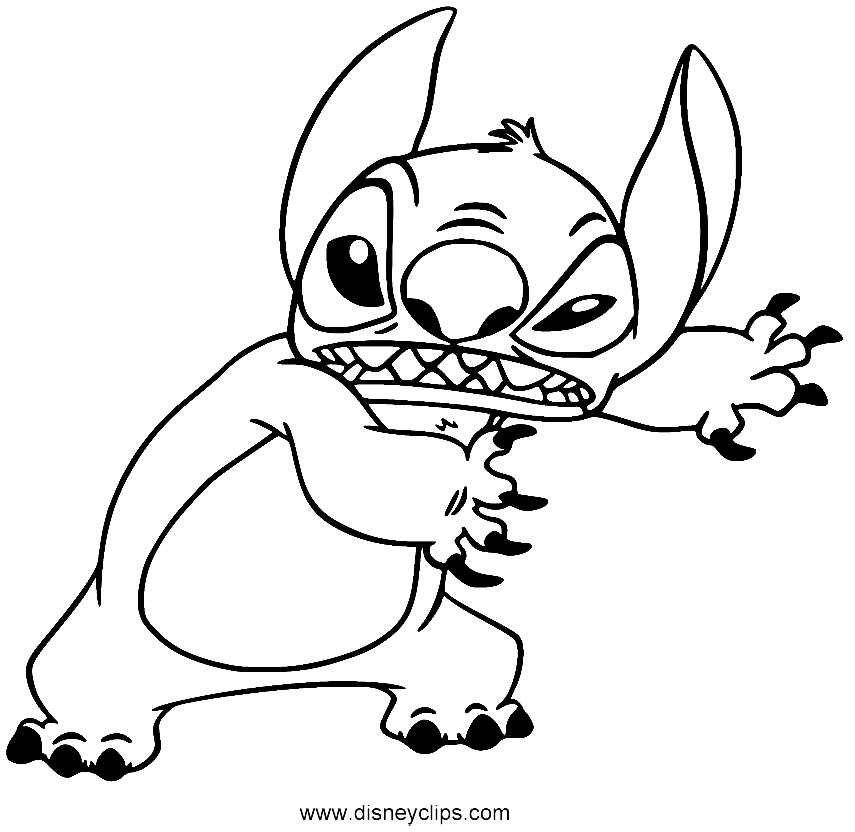 Stitch Grimacing Coloring Page