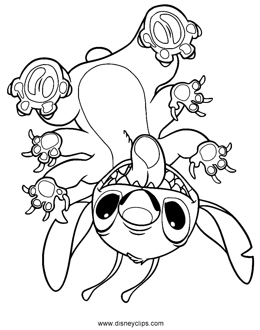 Stitch Sticking to the Screen Coloring Page
