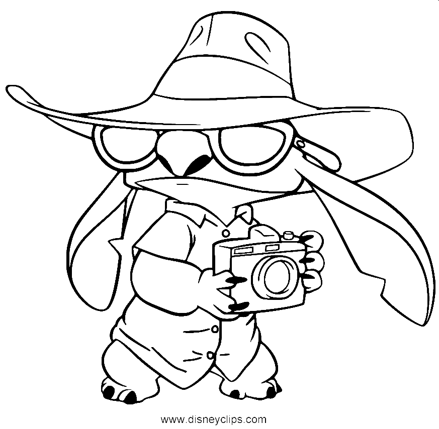 Stitch With Camera Coloring Pages