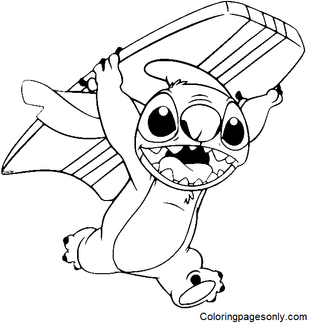 Stitch with Surfboard Coloring Pages - Lilo & Stitch Coloring Pages ...