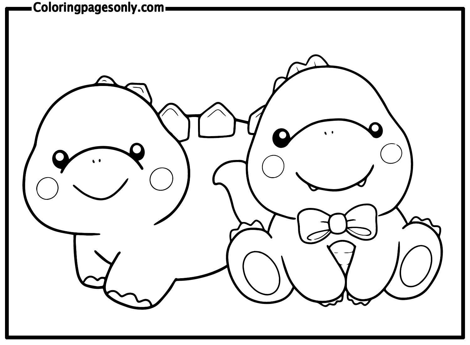 Two Cute Dinosaurs Coloring Pages