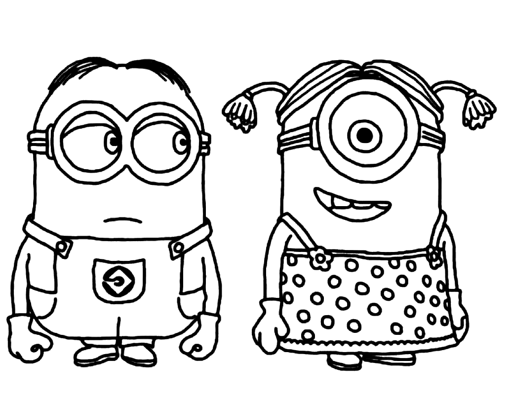 Two Minion In Despicable Me Coloring Pages