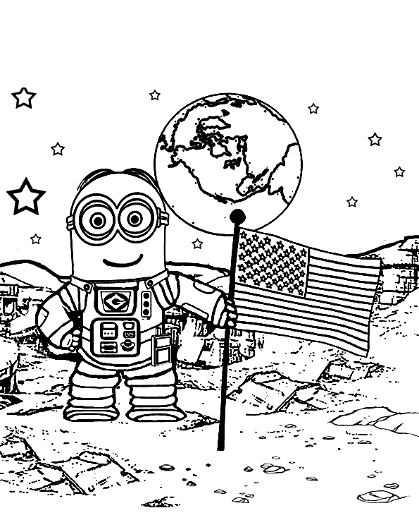 Walking On The Moon Astronaut A4 Coloring Pages