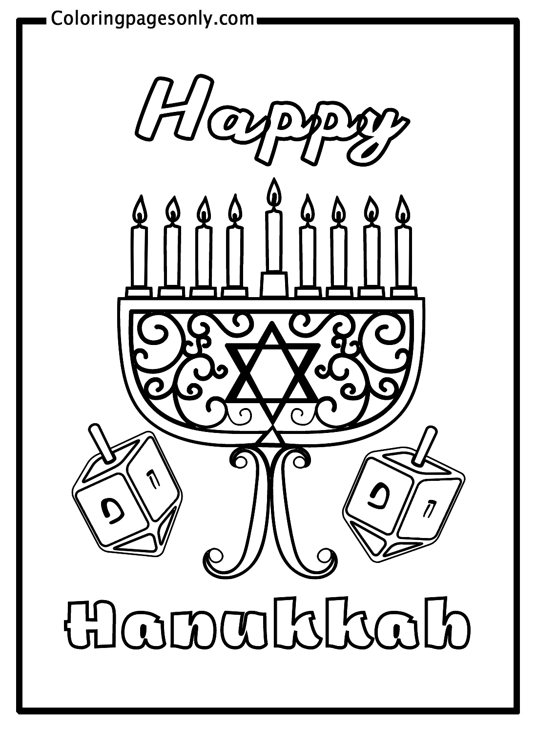 Happy Hanukkah Picture Coloring Pages